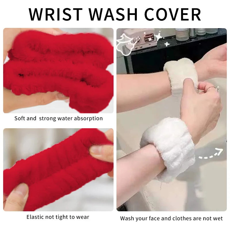 Wrist Washband Belt Wrist Washing Soft Microfiber Towel Wristbands for Washing Face Water Absorption Washing Prevent Wetness