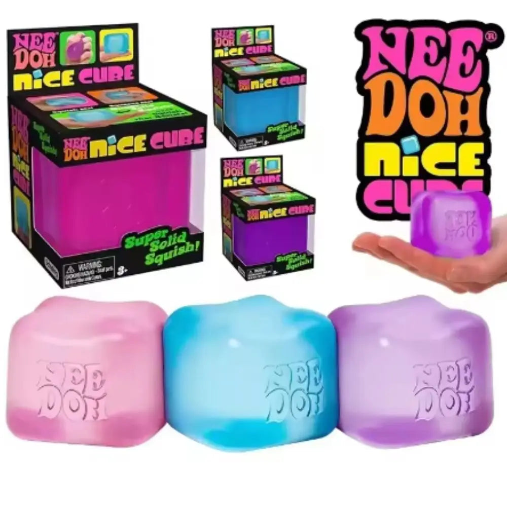 Schylling Needoh Nice Cube -Stress Relief Squishy Toy, Sensory Toy, Cube Squeeze Ball, Vent Toy, Kids Gift, Red Purple Blue, Sn