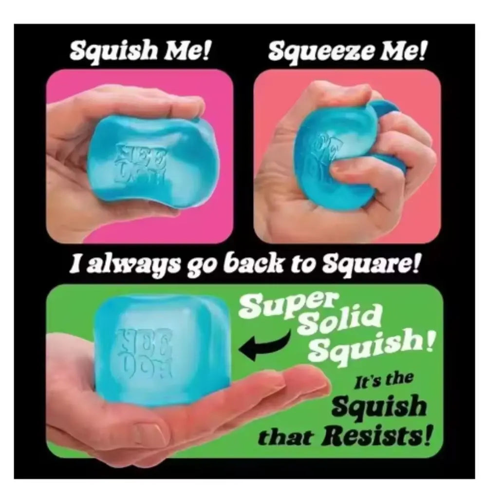 Schylling Needoh Nice Cube -Stress Relief Squishy Toy, Sensory Toy, Cube Squeeze Ball, Vent Toy, Kids Gift, Red Purple Blue, Sn