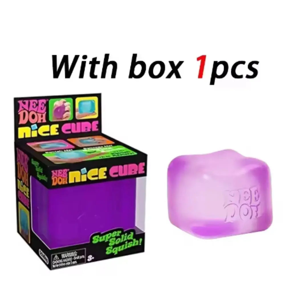 Schylling Needoh Nice Cube -Stress Relief Squishy Toy, Sensory Toy, Cube Squeeze Ball, Vent Toy, Kids Gift, Red Purple Blue, Sn