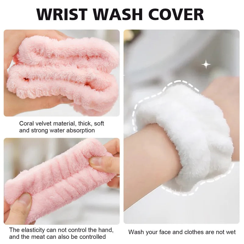 Wrist Washband Belt Wrist Washing Soft Microfiber Towel Wristbands for Washing Face Water Absorption Washing Prevent Wetness
