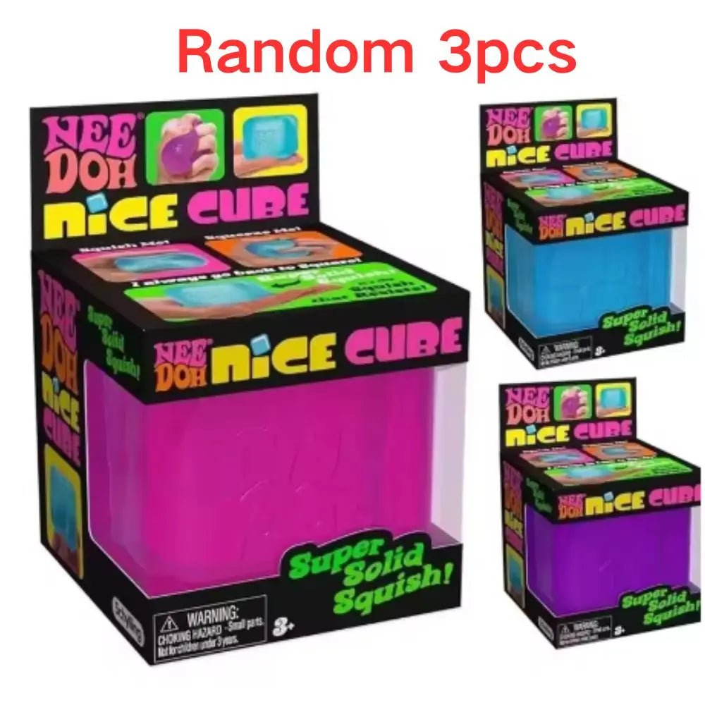 Schylling Needoh Nice Cube -Stress Relief Squishy Toy, Sensory Toy, Cube Squeeze Ball, Vent Toy, Kids Gift, Red Purple Blue, Sn