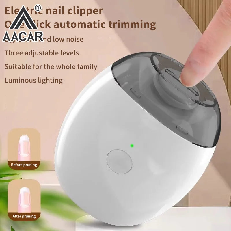 Electric Nail Clippers With Light Automatic Manicure Trimmer Adult Baby Fingernail Toe Scissors Pedicure Polishing Nails Cutter