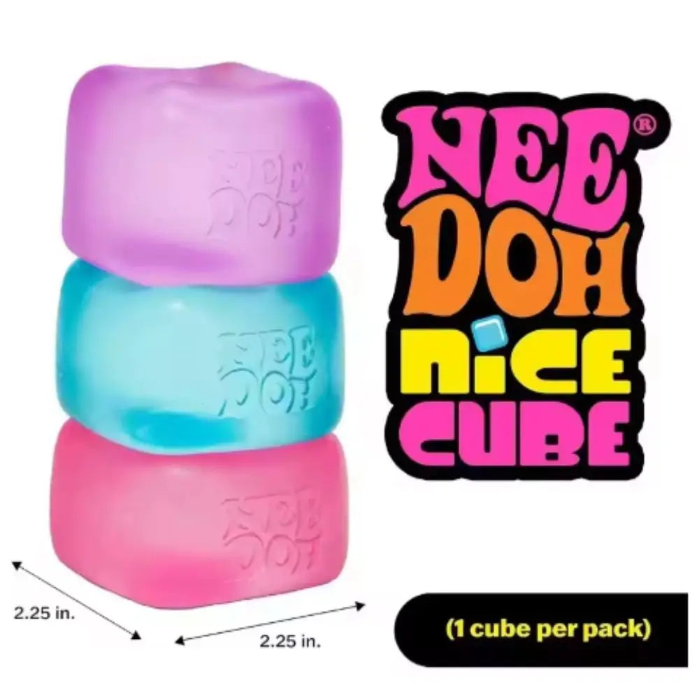 Schylling Needoh Nice Cube -Stress Relief Squishy Toy, Sensory Toy, Cube Squeeze Ball, Vent Toy, Kids Gift, Red Purple Blue, Sn