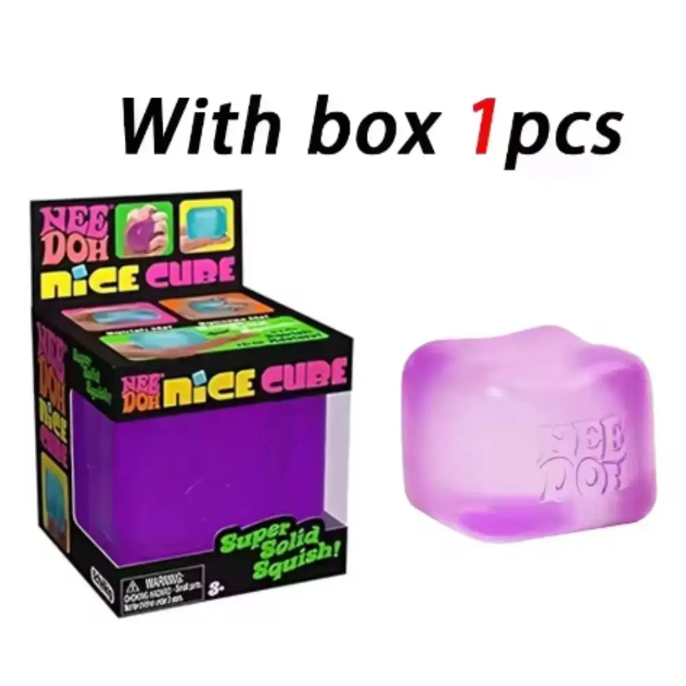 Schylling Needoh Nice Cube -Stress Relief Squishy Toy, Sensory Toy, Cube Squeeze Ball, Vent Toy, Kids Gift, Red Purple Blue, Sn